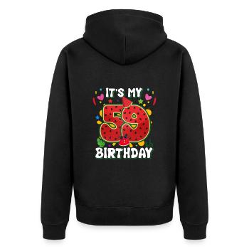 59th Birthday Watermelon - Unisex Premium Organic Zip Hoodie - black - Back - Nico (187cm)