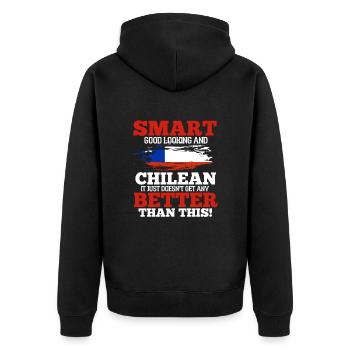 Chile - Unisex Premium Organic Zip Hoodie - black - Back - Nico (187cm)