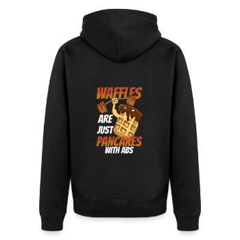 Waffle - Unisex Premium Organic Zip Hoodie - black - Back - Nico (187cm)