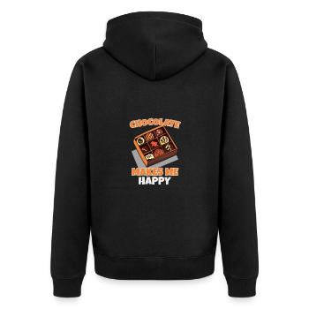 Schokolade - Unisex Premium Bio Zip Hoodie - Schwarz - Hinten - Nico (187cm)