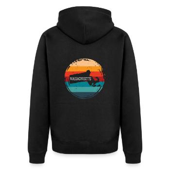 Massachusetts - Unisex Premium Bio Zip Hoodie - Schwarz - Hinten - Nico (187cm)