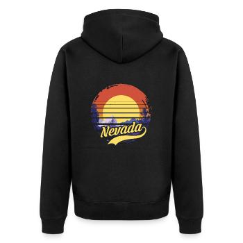 Nevada - Unisex Premium Bio Zip Hoodie - Schwarz - Hinten - Nico (187cm)
