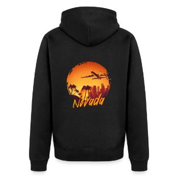Nevada - Unisex Premium Bio Zip Hoodie - Schwarz - Hinten - Nico (187cm)