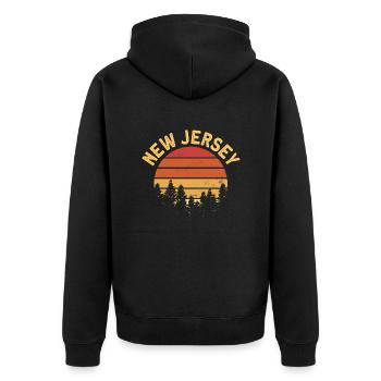 New Jersey - Unisex Premium Bio Zip Hoodie - Schwarz - Hinten - Nico (187cm)