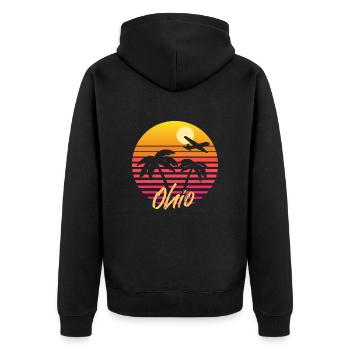 Ohio - Unisex Premium Bio Zip Hoodie - Schwarz - Hinten - Nico (187cm)