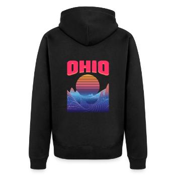 Ohio - Unisex Premium Bio Zip Hoodie - Schwarz - Hinten - Nico (187cm)