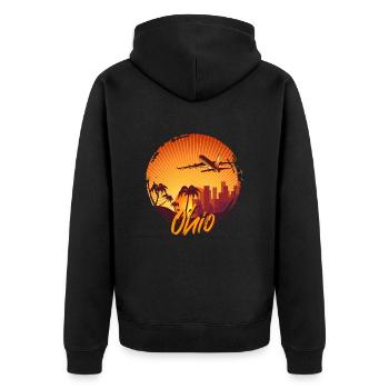 Ohio - Unisex Premium Bio Zip Hoodie - Schwarz - Hinten - Nico (187cm)