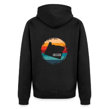 Oregon - Unisex Premium Organic Zip Hoodie - black - Back - Nico (187cm)