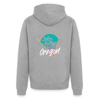 Oregon - Unisex Premium Bio Zip Hoodie - Grau meliert - Hinten - Nico (187cm)
