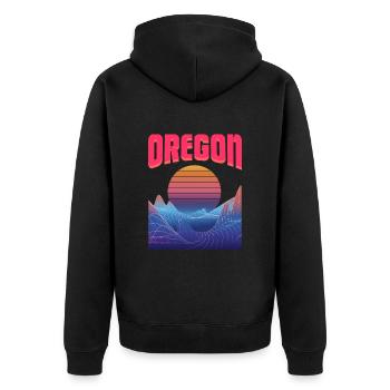 Oregon - Unisex Premium Organic Zip Hoodie - black - Back - Nico (187cm)