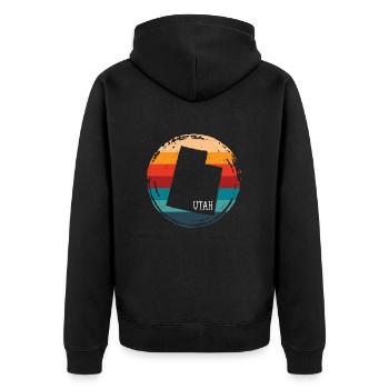 Utah - Unisex Premium Bio Zip Hoodie - Schwarz - Hinten - Nico (187cm)