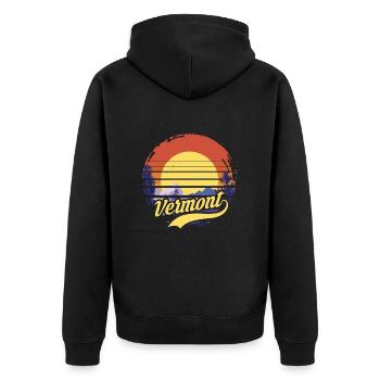 vermont - Unisex Premium Bio Zip Hoodie - Schwarz - Hinten - Nico (187cm)