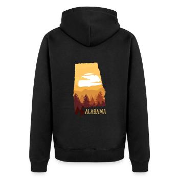 alabama - Unisex Premium Bio Zip Hoodie - Schwarz - Hinten - Nico (187cm)