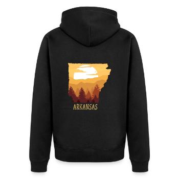 Arkansas - Unisex Premium Organic Zip Hoodie - black - Back - Nico (187cm)