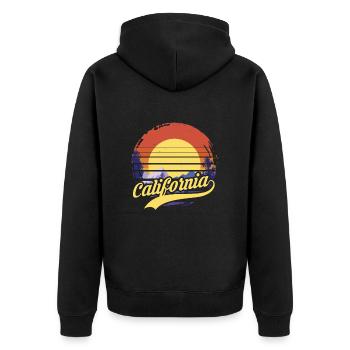 california - Unisex Premium Bio Zip Hoodie - Schwarz - Hinten - Nico (187cm)
