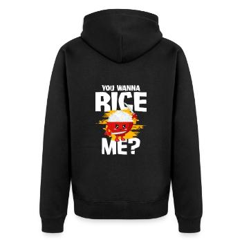 Rice - Unisex Premium Organic Zip Hoodie - black - Back - Nico (187cm)