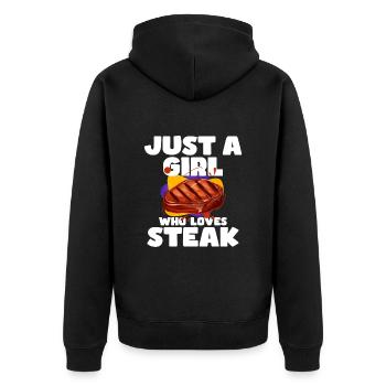 Steak - Unisex Premium Bio Zip Hoodie - Schwarz - Hinten - Nico (187cm)