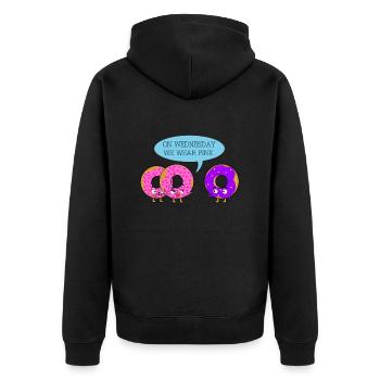 On Wednesday we wear them pink - Unisex Premium Organic Zip Hoodie - black - Back - Nico (187cm)