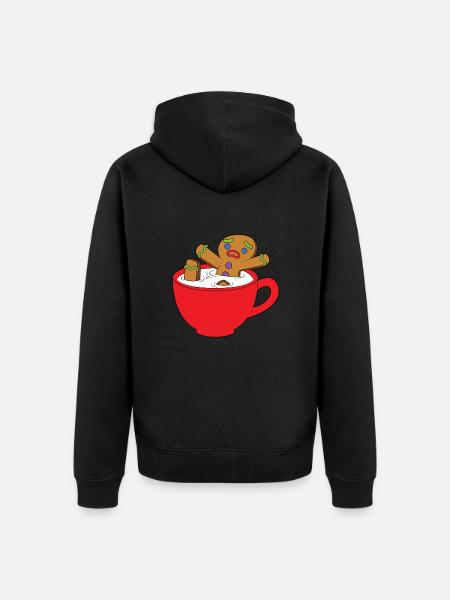 Gingerbread Man Cup - Unisex Premium Organic Zip Hoodie - black