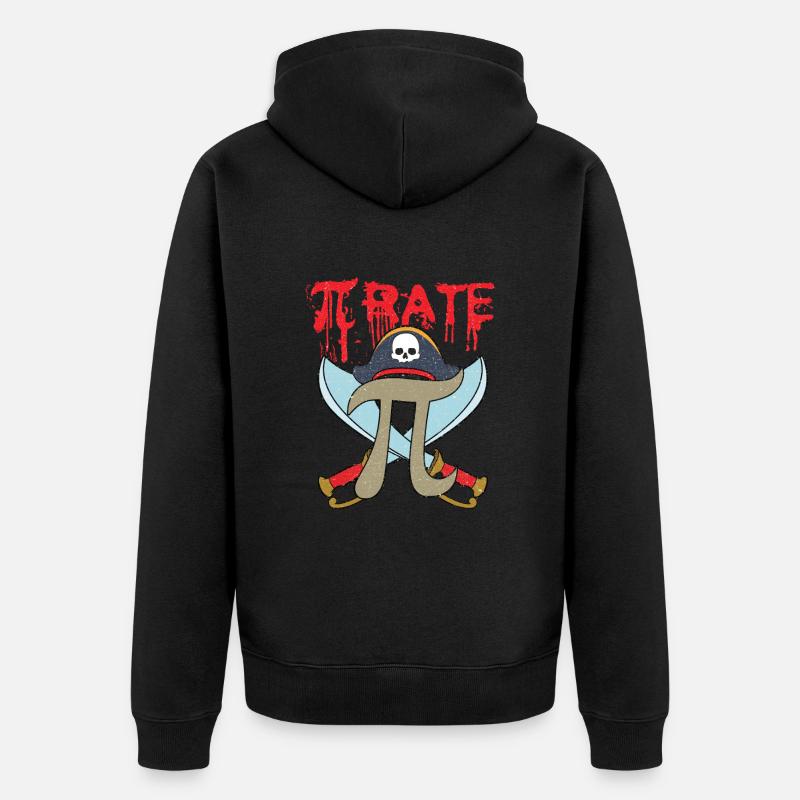 Pi- Pirat Mathe - Unisex Premium Bio Zip Hoodie - Schwarz