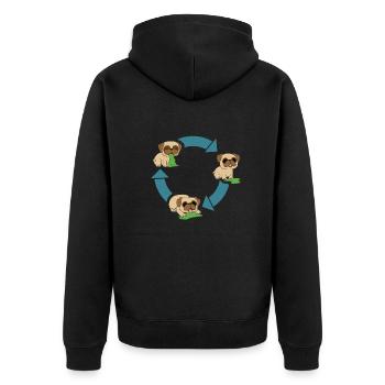 Pug Environmental Protection - Unisex Premium Organic Zip Hoodie - black - Back - Nico (187cm)