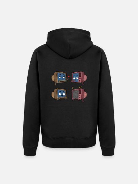 Fernsehen Liebe Paar - Unisex Premium Bio Zip Hoodie - Schwarz