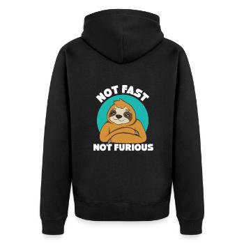 Faultier - Unisex Premium Bio Zip Hoodie - Schwarz - Hinten - Nico (187cm)