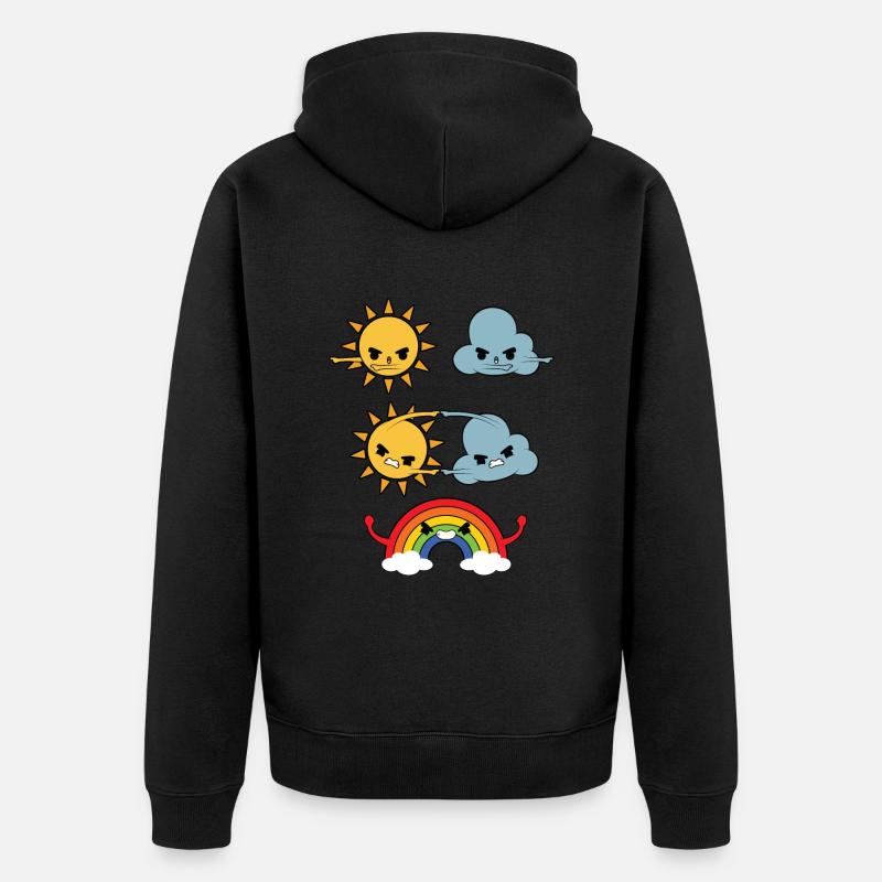 Sonne Wolken Regenbogen - Unisex Premium Bio Zip Hoodie - Schwarz