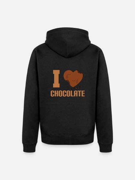 I love chocolate - Unisex Premium Organic Zip Hoodie - black