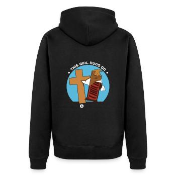 Jesus und Schokolade - Unisex Premium Bio Zip Hoodie - Schwarz - Hinten - Nico (187cm)