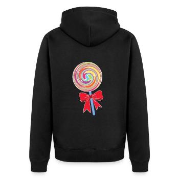 lollipop - Unisex Premium Bio Zip Hoodie - Schwarz - Hinten - Nico (187cm)