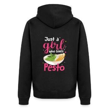 Pesto - Unisex Premium Bio Zip Hoodie - Schwarz - Hinten - Nico (187cm)