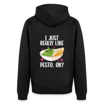 Parmesan - Unisex Premium Bio Zip Hoodie - Schwarz - Hinten - Nico (187cm)