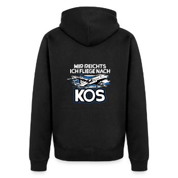 Kos - Unisex Premium Bio Zip Hoodie - Schwarz - Hinten - Nico (187cm)