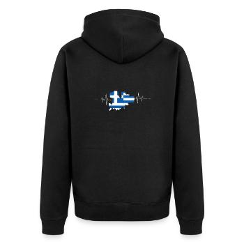 Mykonos - Unisex Premium Bio Zip Hoodie - Schwarz - Hinten - Nico (187cm)