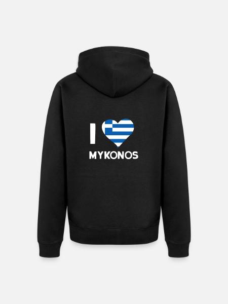 Mykonos - Unisex Premium Organic Zip Hoodie - black