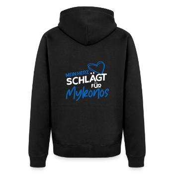 Mykonos - Unisex Premium Bio Zip Hoodie - Schwarz - Hinten - Nico (187cm)