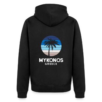 Mykonos - Unisex Premium Bio Zip Hoodie - Schwarz - Hinten - Nico (187cm)