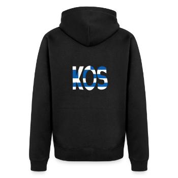 Kos - Unisex Premium Bio Zip Hoodie - Schwarz - Hinten - Nico (187cm)