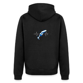 Kos - Unisex Premium Bio Zip Hoodie - Schwarz - Hinten - Nico (187cm)