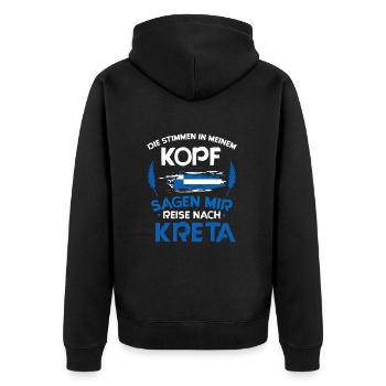 Kreta - Unisex Premium Bio Zip Hoodie - Schwarz - Hinten - Nico (187cm)