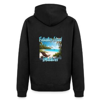 Paradiesliche Malediven Fulhadhoo Island - Unisex Premium Bio Zip Hoodie - Schwarz - Hinten - Nico (187cm)