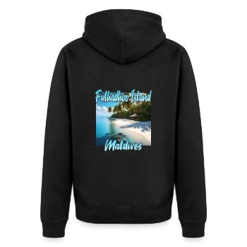 Paradiesliche Malediven Fulhadhoo Island - Unisex Premium Bio Zip Hoodie - Schwarz - Hinten - Nico (187cm)