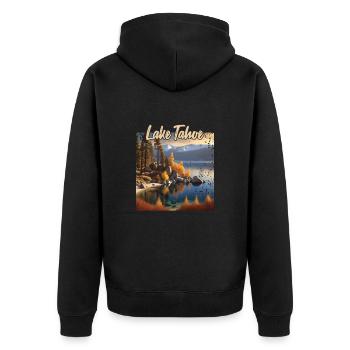 Lake Tahoe - Unisex Premium Bio Zip Hoodie - Schwarz - Hinten - Nico (187cm)