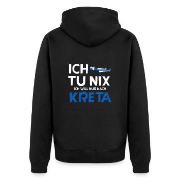 Kreta - Unisex Premium Bio Zip Hoodie - Schwarz - Hinten - Nico (187cm)
