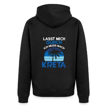 Kreta - Unisex Premium Bio Zip Hoodie - Schwarz - Hinten - Nico (187cm)