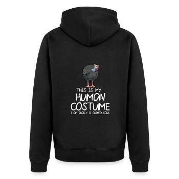 Perlhühner Perlhuhn Guinea Fowl - Unisex Premium Bio Zip Hoodie - Schwarz - Hinten - Nico (187cm)