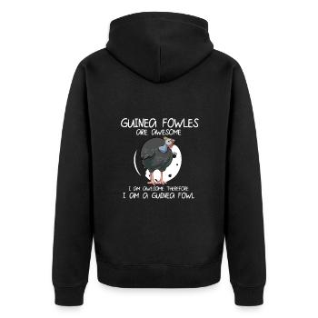 Perlhühner Perlhuhn Guinea Fowl - Unisex Premium Bio Zip Hoodie - Schwarz - Hinten - Nico (187cm)