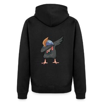 Perlhühner Perlhuhn Guinea Fowl - Unisex Premium Bio Zip Hoodie - Schwarz - Hinten - Nico (187cm)