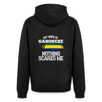Gabon Ehefrau - Unisex Premium Bio Zip Hoodie - Schwarz - Hinten - Nico (187cm)